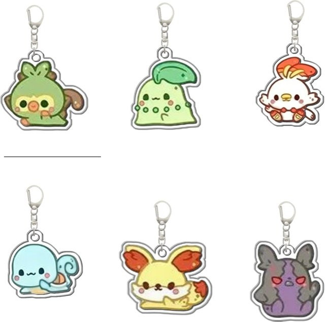 Keeppley Pokémon Grookey Bulbasaur Torchic Squirtle, Schlüsselanhänger Charms, Kunststoff - Bild 1