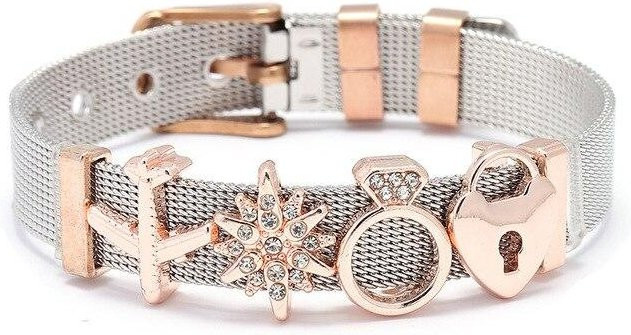 YIRAN Jewelry Armband, Edelstahl, Roségold, Liebes-Schloss-Anhänger, Damen - Bild 1