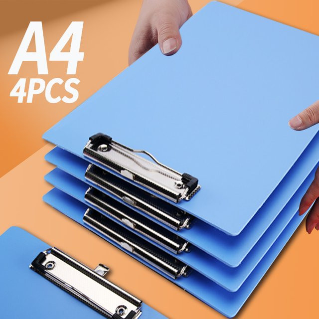 4er Set HUA JIE Klemmbretter A4 aus Kunststoff in Blau - Bild 1
