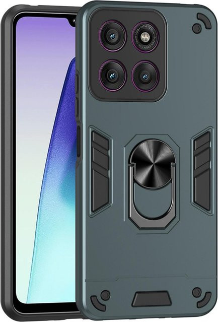 Stoßfeste Militär-Schutzhülle für Motorola Edge 60 Neo Pro und Moto Edge 60 Fusion mit Ringständer in Grau - Bild 1