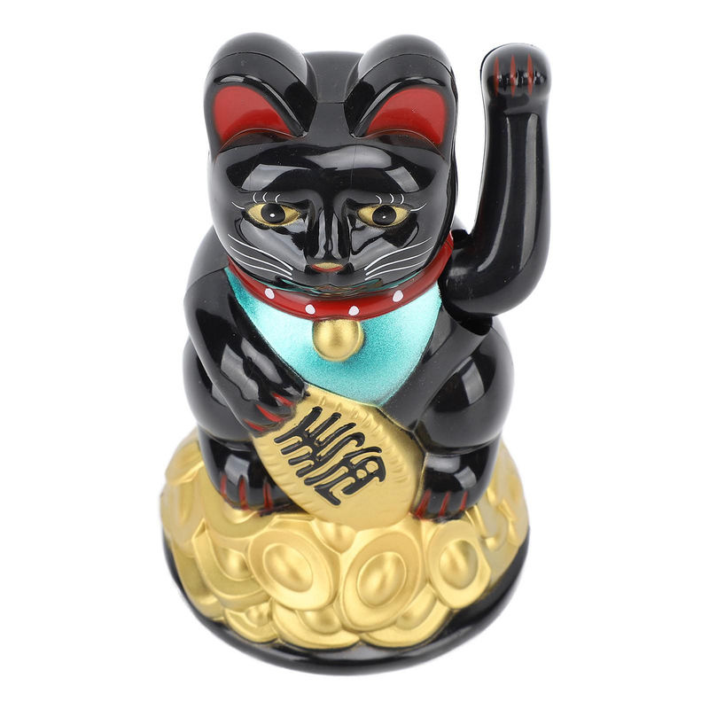 Tooarts Glückskatze-Ornament in Schwarz, batteriebetrieben, Höhe: 11,4 cm - Bild 6