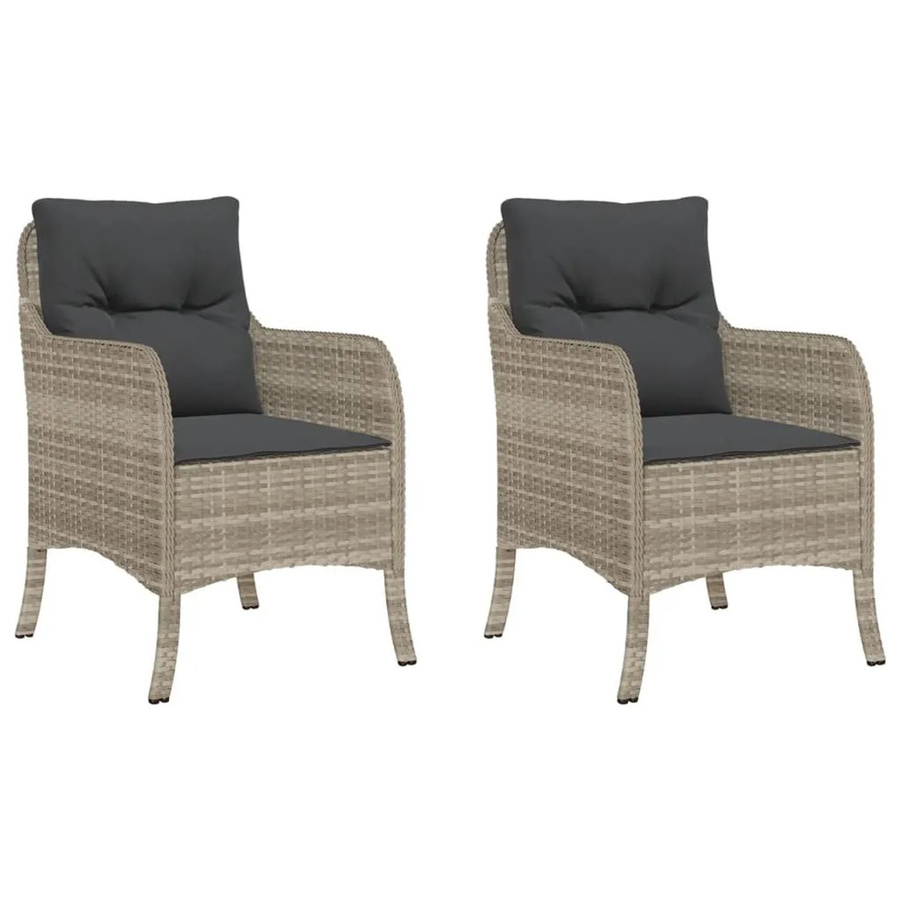Furnicato Gartenstühle Set aus 2 Stück in Grau aus Poly Rattan mit UV-beständigen Kissen und Armlehnen - Bild 2
