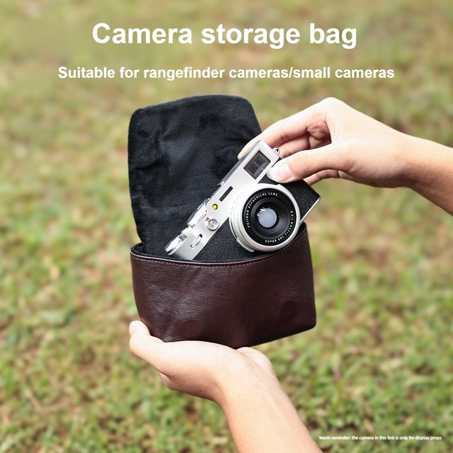 Kameratasche aus weichem Leder für Fuji, Ricoh und Sony spiegellose Kameras sowie CCD-Digitalkameras, Schwarz, Rot, Braun - Bild 1