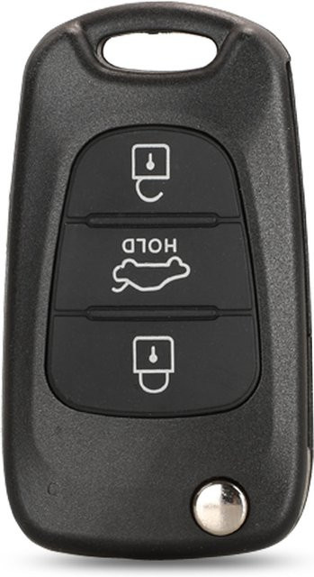Jingyuqin Faltbare Autoschlüsselhülle für Kia K2 K5 und Hyundai i30 ix35, 3 Tasten, Schwarz, Remote Car Key Shell Case Cover mit ungeschnittenem Schlüsselblatt - Bild 1