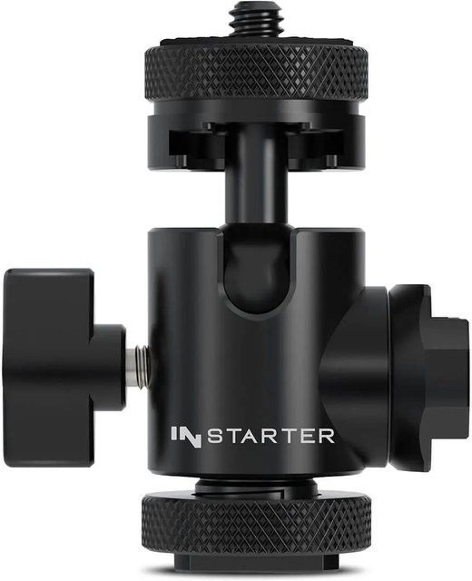 Instarter Flexmount Head Plus 3-in-1 Kugelkopf mit 2x Blitzschuh in Schwarz - Bild 1