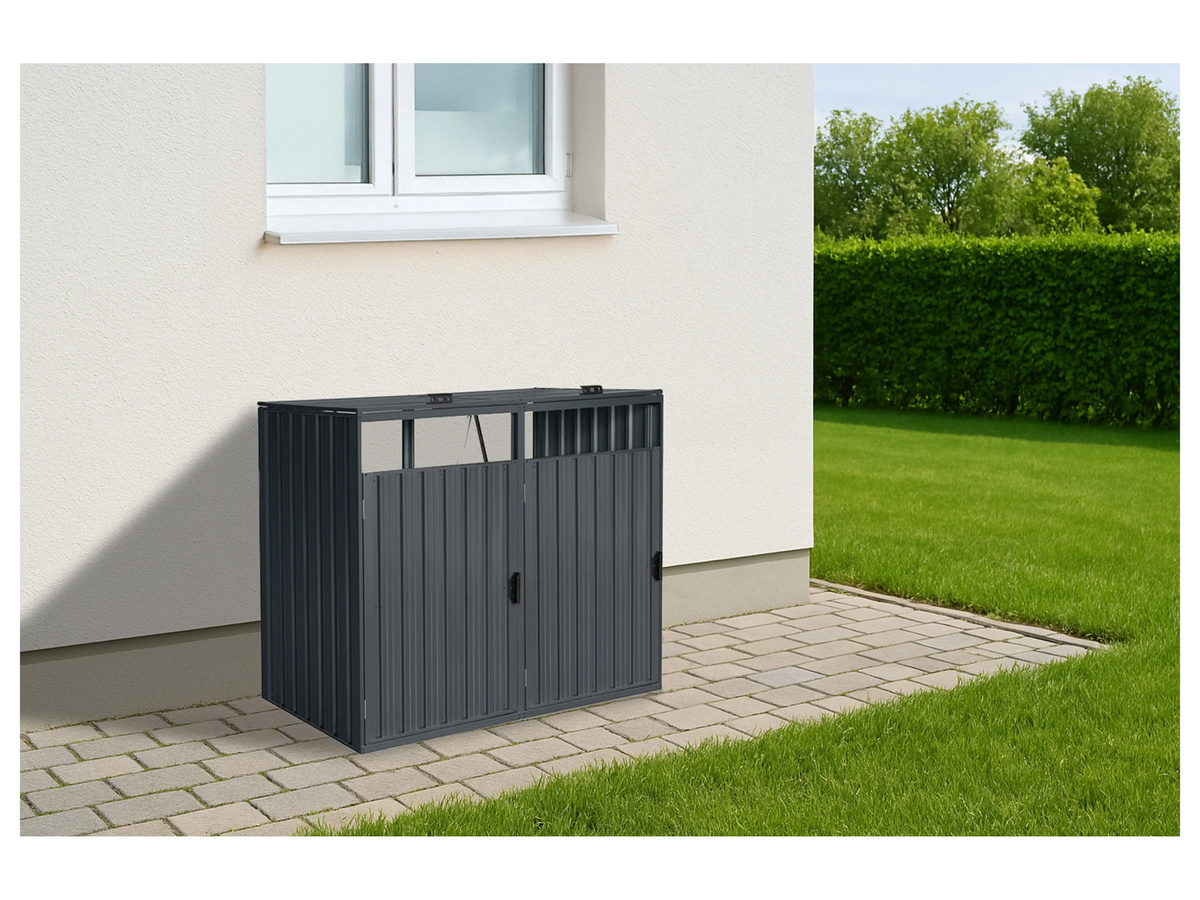 HOME DELUXE Mülltonnenbox CUBO zweitürig für 2 x 240 L in Grau - Bild 2