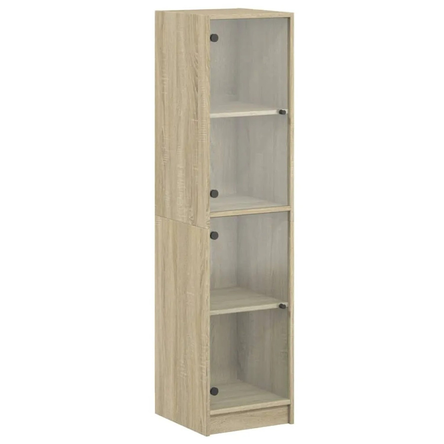 vidaXL Highboard Sonoma-Eiche mit Glastüren, B/T/H: 35 x 37 x 142 cm - Bild 2