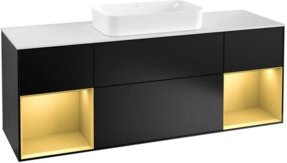 V&B Waschtischunterschrank Finion mit Wandbeleuchtung, Breite: 160 cm, B/T/H: 160 x 50,1 x 50,1 cm, lackiert in Weiß oder Schwarz - Bild 1