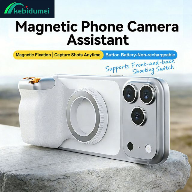 Kebidumei Magnetischer Handy-Kamera-Aufnahmegriff mit Fernbedienung in Weiß für iPhone und Android-Handys - Bild 1