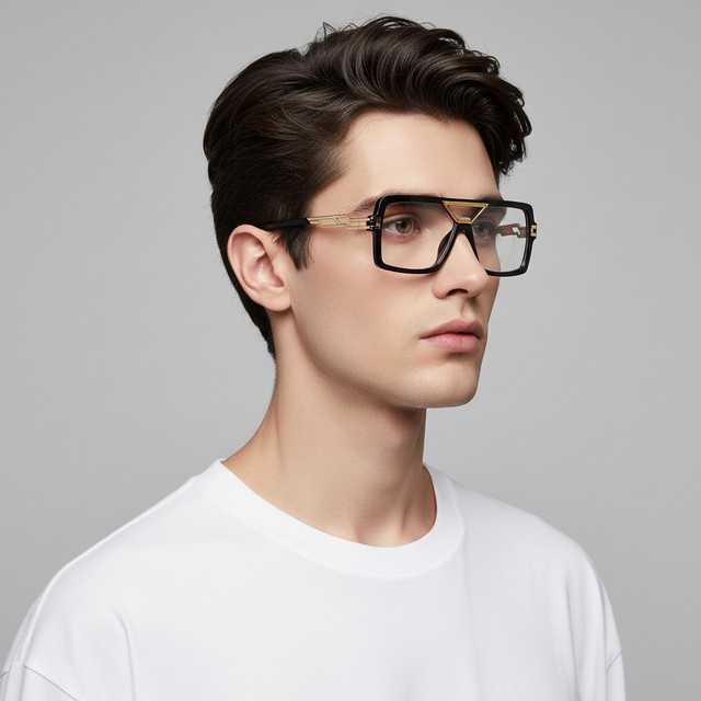 TWOOO Korrektionsbrille, quadratisch, Vollrand, Metall, Unisex, gold, black - Bild 1