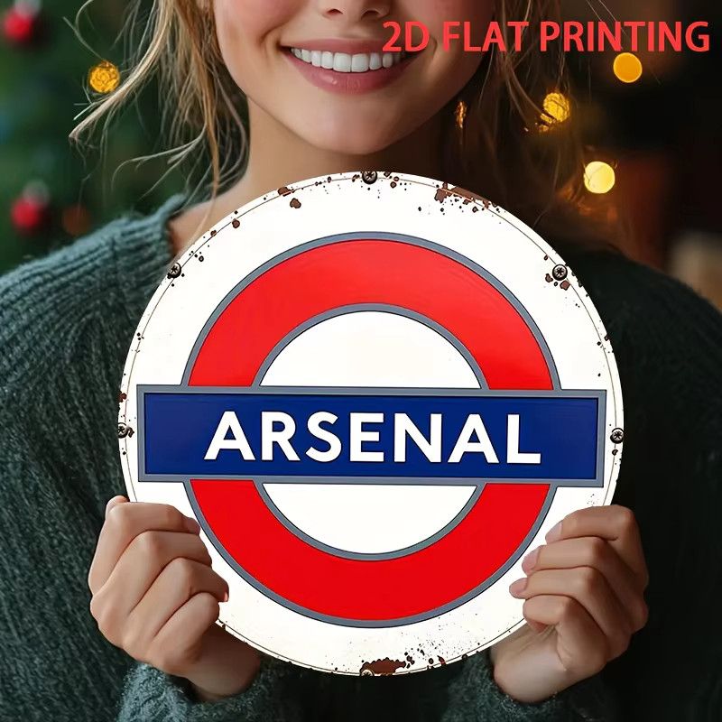 Modernes minimalistisches Blechschild Potdemiel Arsenal London Underground Symbol Design, Durchmesser: 20,32 cm - Bild 2