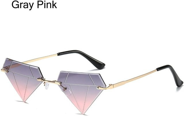 YNsanqi Sonnenbrille randlos, hexagonal, Metall, Damen, Grey Pink - Bild 1