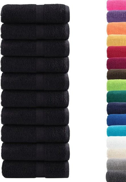 vidaXL Premium Waschhandtücher SOLUND, 10 Stück, Schwarz, Baumwolle, 30 x 30 cm, 600 g/m² - Bild 1