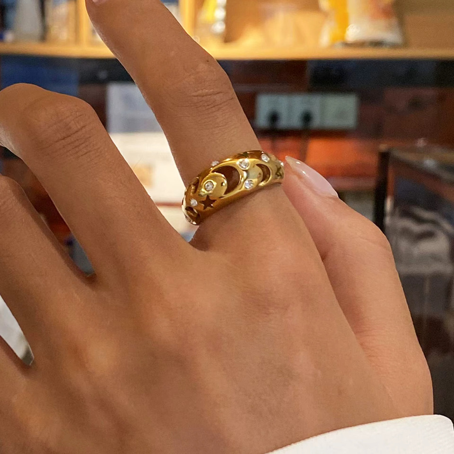 Erpels Ring, 750 Gold, Edelstahl, Mond Stern, Damen - Bild 2