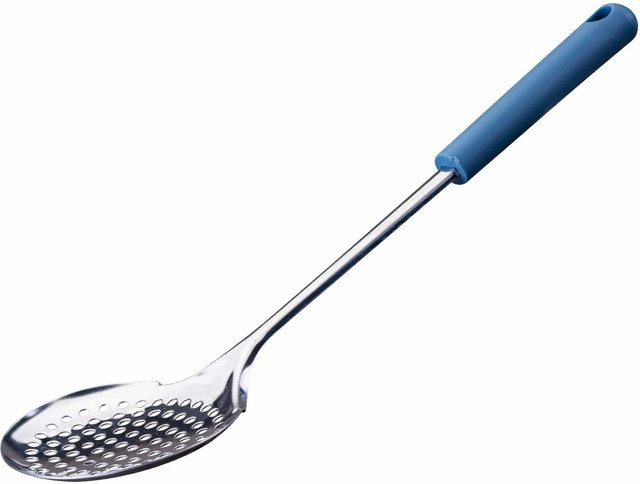 Fackelmann Abseihlöffel Essential Colander, blau, rund, aus Edelstahl und Kunststoff, spülmaschinenfest - Bild 1