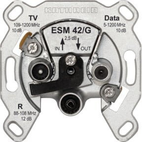 Kathrein BK-Modem-Steckdose 3fach Durchgang selektiv ESM 42/G in Silber - Bild 1