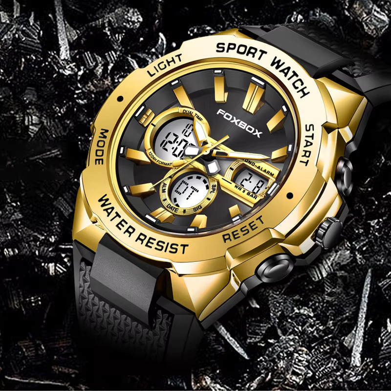 FOXBOX Armbanduhr, Chronograph, Digitaluhr, Quarz, Schwarz, Herren - Bild 2