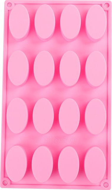 Silikon Backform für Seife in ovaler Form mit 16 Kavitäten, Farbe Pink - Bild 1