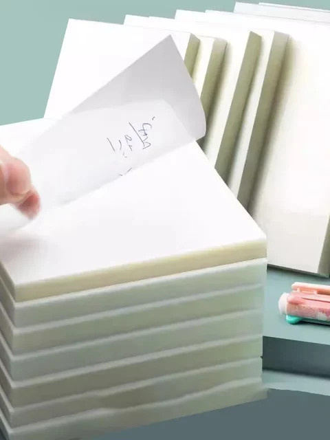 Transparenter Haftnotizblock mit 50 Blatt, wasserfester selbstklebender Memo-Block für Büro und Schule, Farbe: Transparent - Bild 1