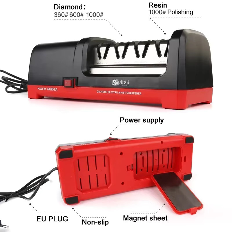 TAIDEA Elektrischer Diamant-Messerschleifer mit Poliersystem und Schleifkörnungen 360/600/1000 in Schwarz - Bild 3