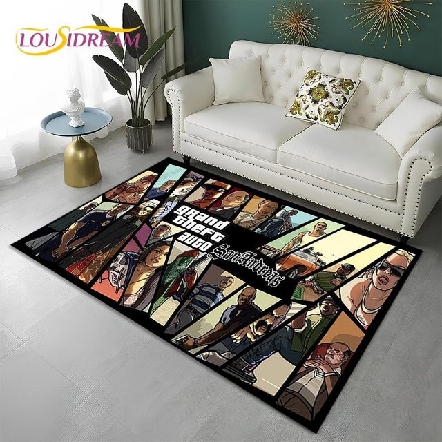 Karpetti Grand Theft Auto 3D Gamer Teppich, rutschfeste Bodenmatte für Wohnzimmer, Schlafzimmer oder Kinderzimmer, B/L: 40 x 60 cm, Multicolour - Bild 1