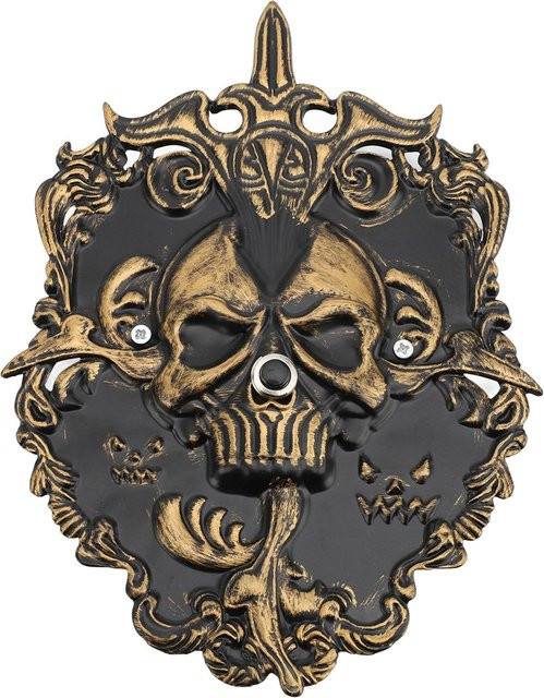 Dekorative Totenkopf Türklingel aus Metall im Retro-Stil in Beige für Halloween und Festivals - Bild 1