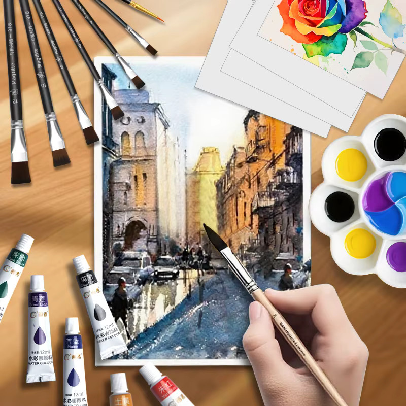 Aquarellfarben-Set mit Tasche, 42/48/54 Stück, Bunt / Mehrfarbig - Bild 1
