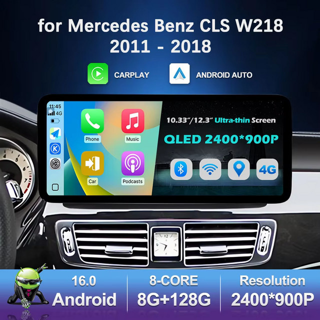 LIARO-NAVI Multimedia-Navigationssystem für Mercedes Benz CLS W218 (2011 - 2018) mit Android 16, Carplay, GPS, Bluetooth und 4G in Schwarz - Bild 1