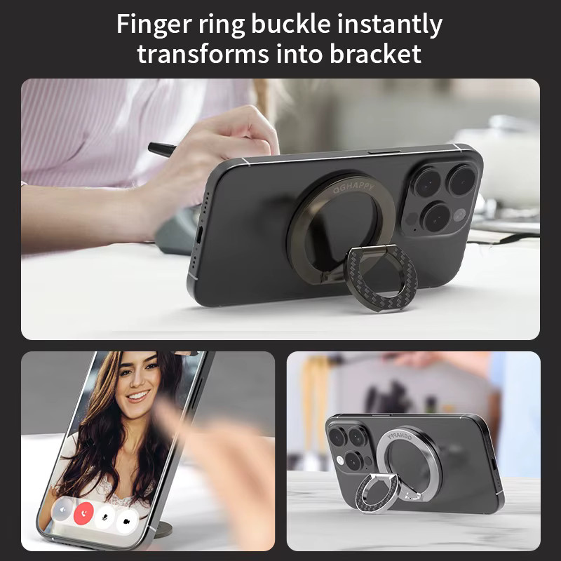 Doppelseitiger MagSafe-Handyständer in Silber: Magnetischer Handyring-Halter und faltbarer Griff für Samsung-Telefone - Bild 3