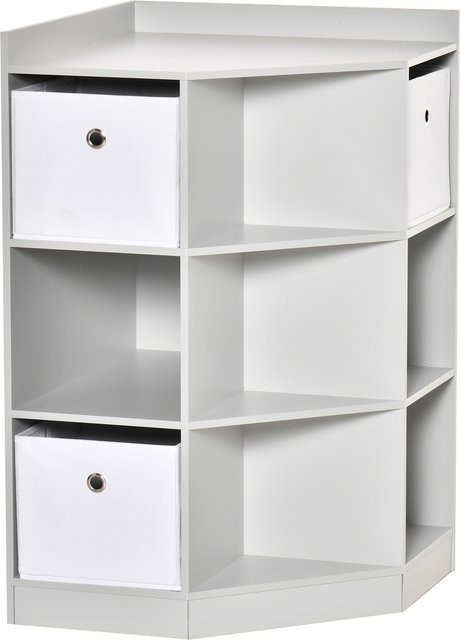 HOMCOM Kinderregal Eckregal mit 3 Aufbewahrungsboxen für das Kinderzimmer in Grau, B/T/H: 57,4 x 57,4 x 94 cm - Bild 1