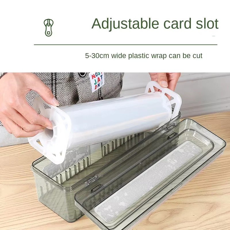 Transparenter Film Dispenser aus Kunststoff zum Schneiden und Aufbewahren von Aluminiumfolie und Frischhaltefolie für deine Küche - Bild 2