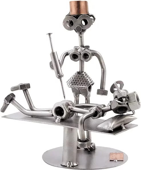 Hinz & Kunst Schraubenmännchen Krankenschwester mit Patient in Silber aus Metall - Bild 1
