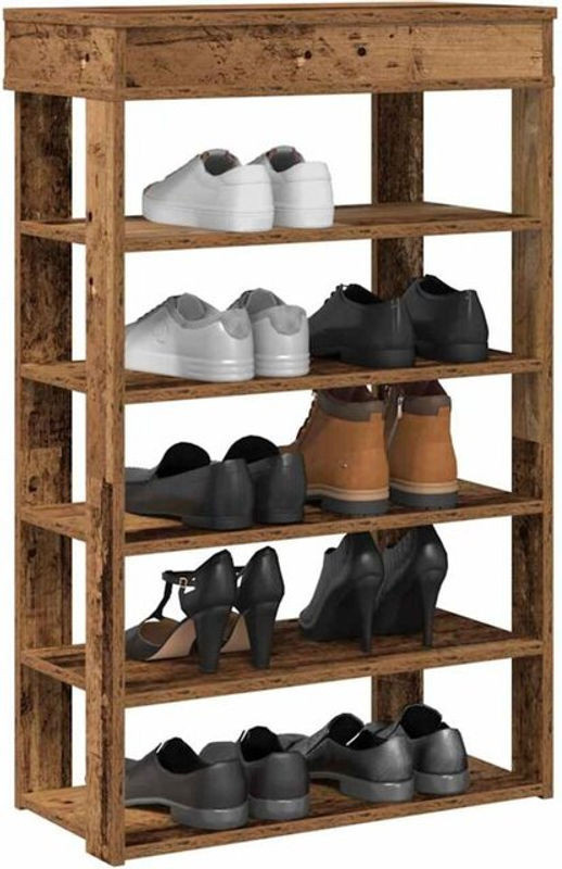 Vidaxl Schuhregal in Altholz-Optik aus Holzwerkstoff, Braun, B/T/H: 60 x 30 x 98 cm - Bild 1