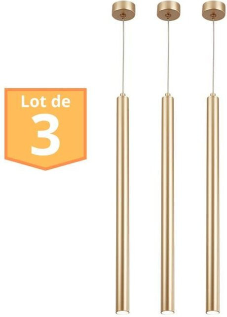 3er Set moderne Röhrenhängeleuchten in Gold, Design Zylinder-Pendelleuchten aus Metall mit G9 Fassung, 10W, IP20 - Bild 1