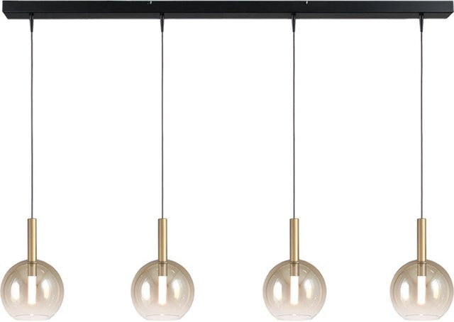 Masterlight Lido LED-Pendelleuchte 4-flammig in Gold mit transparentem Glas - Bild 1