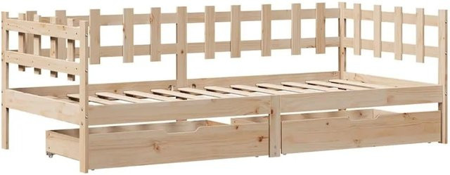 vidaXL Tagesbett aus massivem Kiefernholz mit Schubladen im rustikalen Design, B/T/H: 90 x 190 cm - Bild 1
