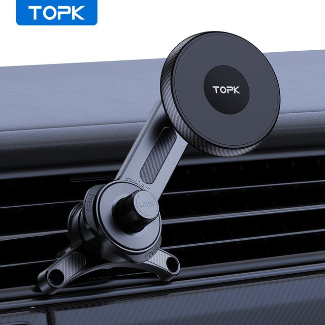 TOPK Premium MagSafe Autotelefonhalter mit verlängertem Arm und Metallhakenhalterung in Schwarz - Bild 1