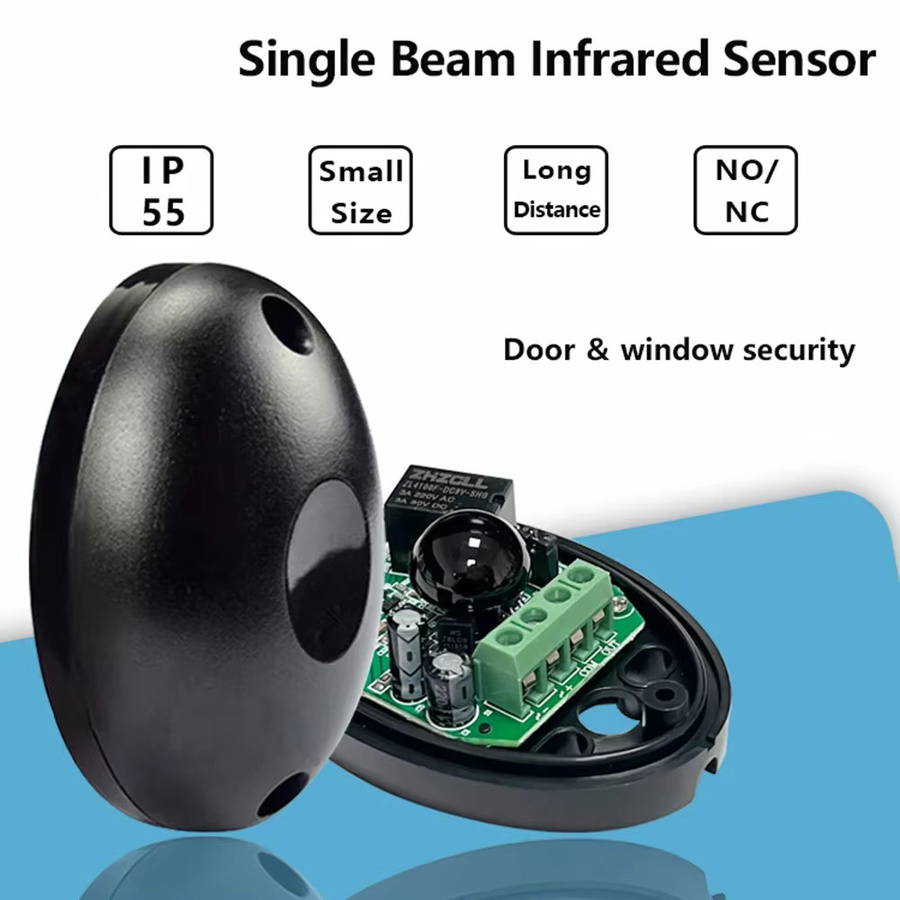 Einzelner Infrarot-Strahlsensor in Schwarz mit 20 m Reichweite, fotoelektrischer Infrarot-Detektor für Tor und Türen, DC/AC, 12–24 V, Sicherheitssensor für Alarmsysteme - Bild 5