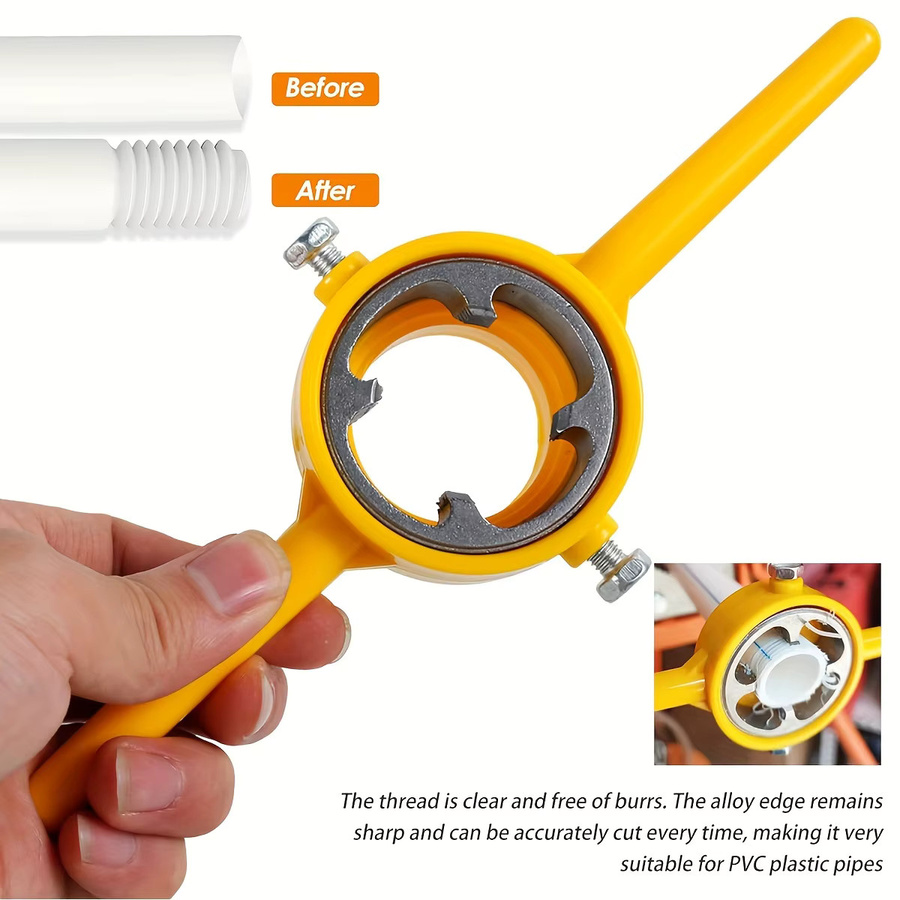 NIUXIANG 6-teiliges PVC-Rohrgewindeschneidwerkzeug-Set mit Gewindeschneidköpfen in 1/2, 3/4 und 1 Zoll - Bild 2