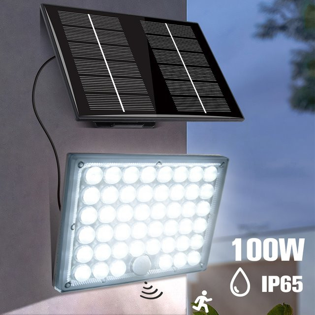 Burhui Solar-LED-Flutlicht mit Bewegungsmelder, wasserdichte Wandleuchte für Garten und Außenbereich mit 3 Modi - Bild 1