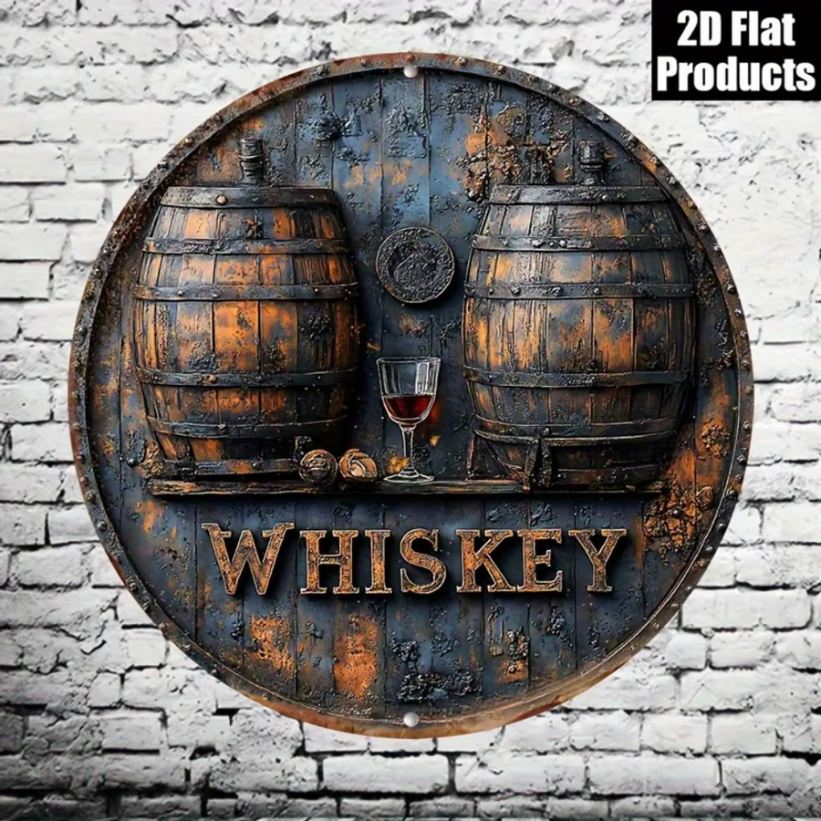Vintage Rustikales Whiskey-Fass Metallschild CIFBUY Wandkunst für deine Heimbar, Breite: 20,0 cm, Höhe: 20,0 cm, Tiefe: 0,1 cm - Bild 2