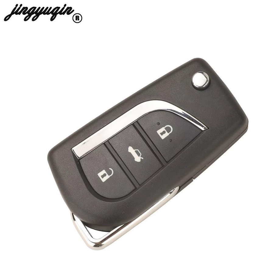 Jingyuqin Flip Remote Autoschlüssel Anhänger mit 3 Tasten und H-8A Chip für Toyota Camry Hilux Corolla 2018, 433MHz - Bild 3