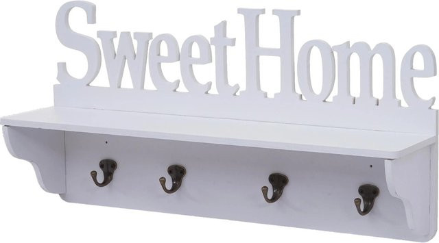 MCW Wandgarderobe Sweet Home D41 mit Regal und 4 Haken, Weiß, B/T/H: 60 x 30 x 13 cm - Bild 1
