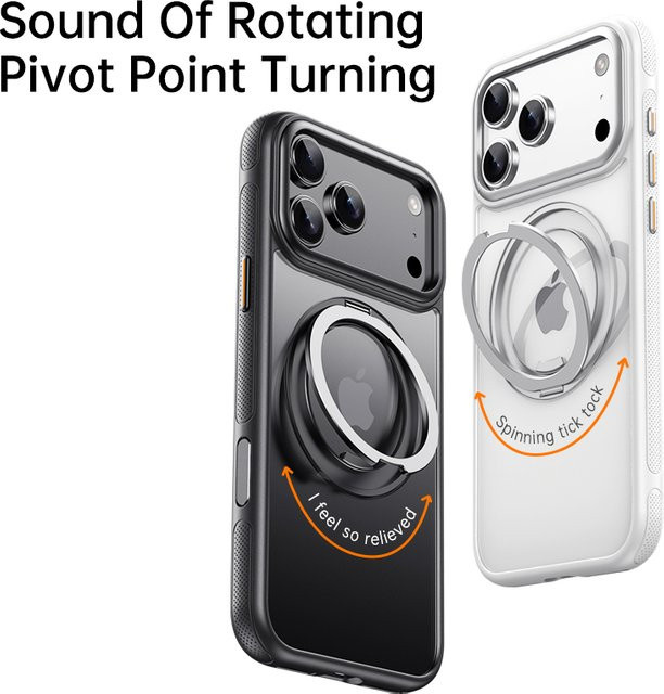 Transparente Magnetische Schutzhülle mit 360 Grad drehbarem Ringhalter-Ständer für iPhone 17 16 15 14 13 Pro Max und weitere Modelle von LANGSIDI, Farbe: Transparent/Weiß - Bild 1