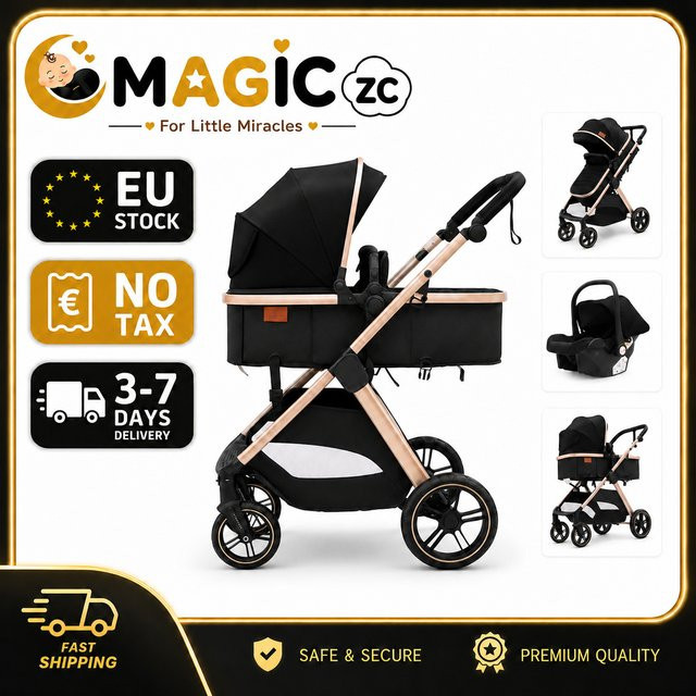 Prokoke Reisebuggy für Neugeborene, faltbarer Kinderwagen aus Aluminium in Grau-Schwarz - Bild 1