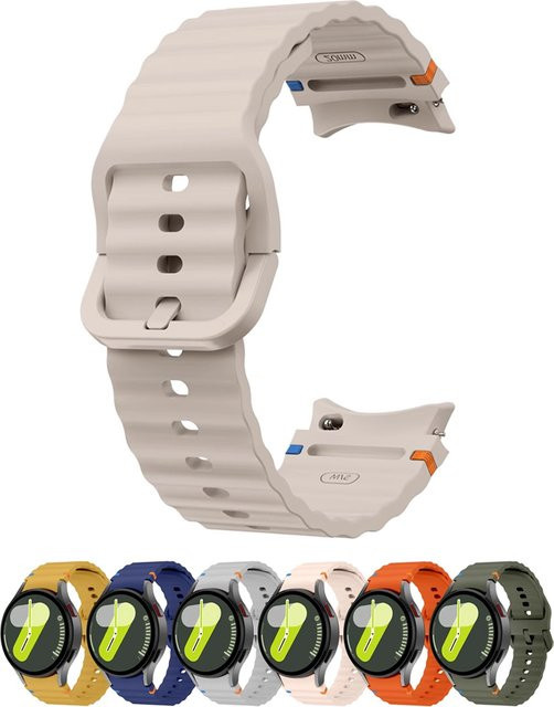 NEY Uhrenarmband Silikon, Weiß, Samsung Galaxy Watch 7 6 5 4 Classic - Bild 1