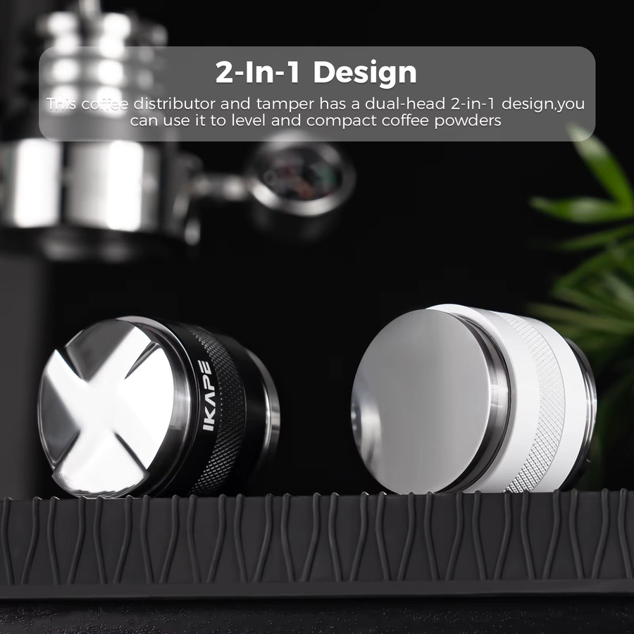 IKAPE 2-in-1 Kaffeetamper und Espresso-Verteiler mit einstellbarer Tiefe in Schwarz, passend für 51 mm, 54 mm und 58 mm Siebträger - Bild 3