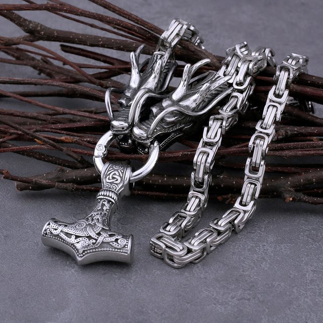 Thors Hammer Anhänger Edelstahl, Silber, Herren, Vintage - Bild 1