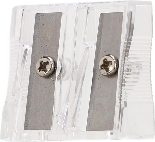 GoolRC Manueller Bleistiftspitzer mit Doppellöchern und Klingen aus Kohlenstoffstahl, 100 Stück, Weiß/Transparent - Bild 1