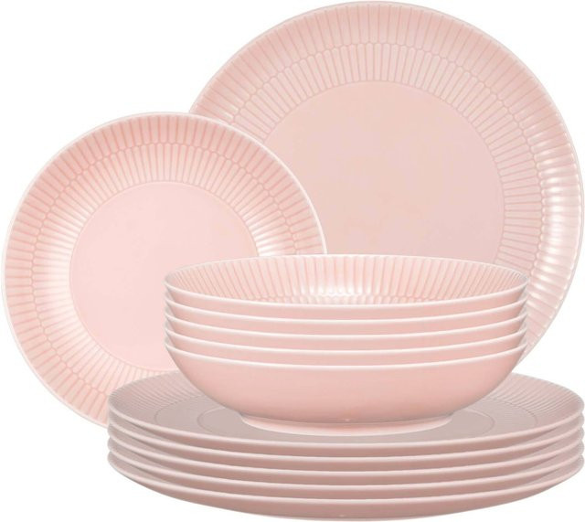Seltmann Weiden Tafelservice Amina aus Porzellan, 12-teilig, Pink - Bild 1